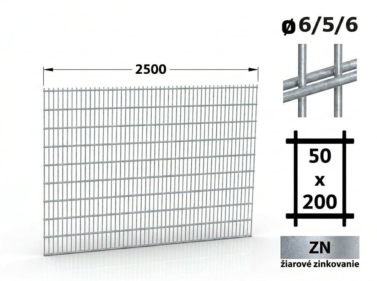 PlotIvo 2D Zváraný panel / Plotový dielec Robustný 6/5/6mm – hrubý zinok