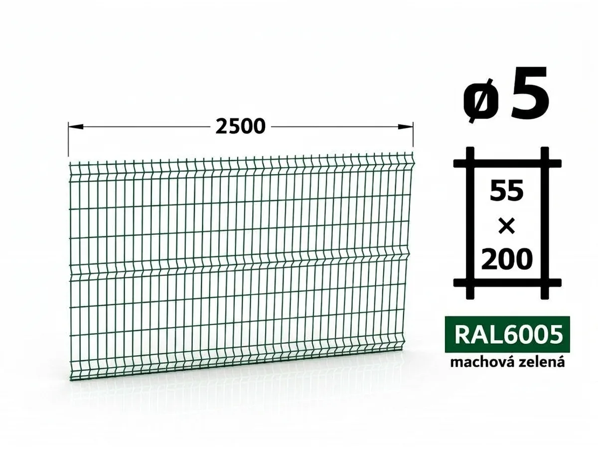 3D zváraný panel s prelismi, zelený RAL 6005